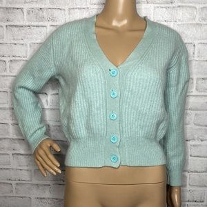 Jumper1234 pale robin’s egg blue cashmere cropped cardigan sweater